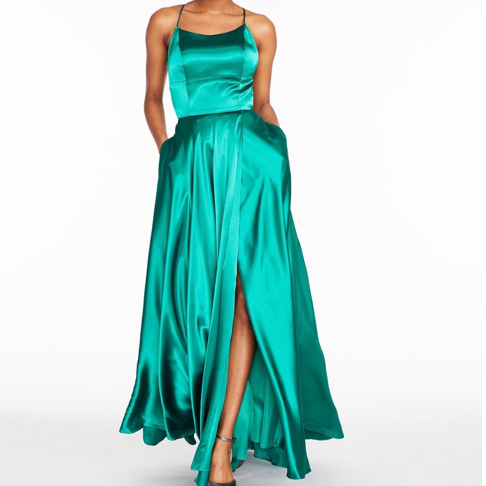 Satin Emerald Green Maxi Gown